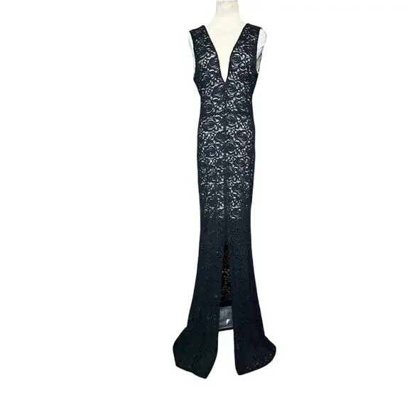 alice and olivia black maxi dress RETHA MAXI DRESS in BLACK/OFF WHITE